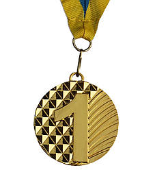 Спортивна нагорода медаль зі стрічкою d=50 мм (1 місце золото) 5200-10
