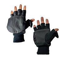Чорні чоловічі теплі флісові рукавички трансформери