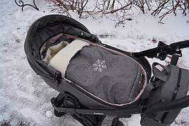 Конверт зимовий Baby Comfort подовжений у коляску/сані льон темно-сірий