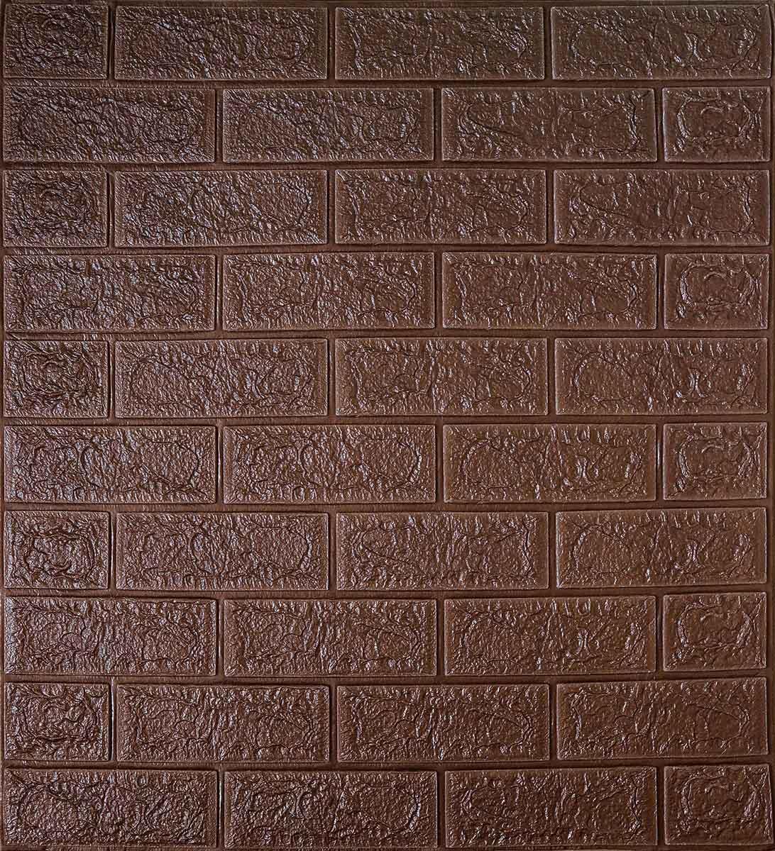 Самоклеюча декоративна 3D панель під цеглу темний шоколад 700x770x4 мм, фото 1