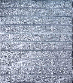 Самоклеюча декоративна 3D панель під срібну цеглу 700x770x4 мм
