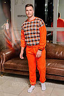 Теплая мягкая мужская пижама (р.46-56) в разных цветах 54/56, Оранжевый