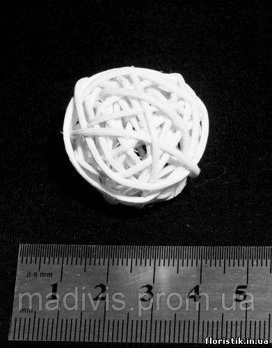 Куля з ротанга 3 см. білий, фото 1