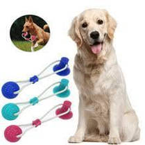 Гумова іграшка для собак канат на присосці з м'ячем, фото 2