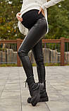 Теплі шкіряні легінси для вагітних на хутрі XL (48) Koln Lullababe Чорний, фото 5