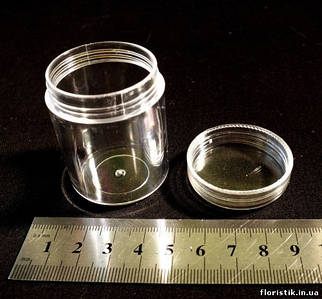 Баночка акрилова для намистин, бісеру та дрібниць, 30 мл. (50 мм х 38 мм.)