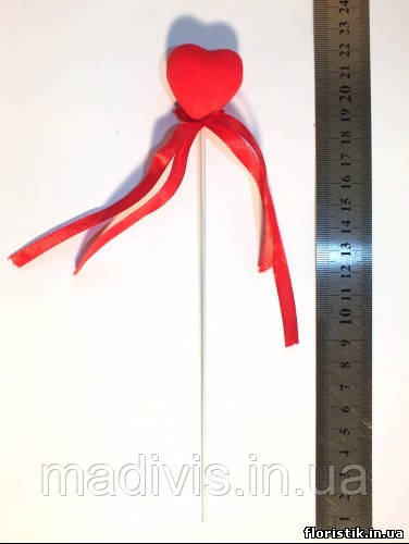 Серце на дріт велюрове 3,5 см., фото 1