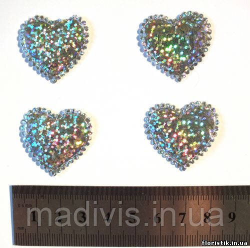 Серце з зубчиками "срібне", 3 х 3 см (5 шт.)