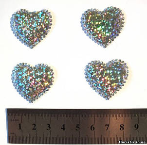 Серце з зубчиками "срібне", 3 х 3 см (5 шт.)