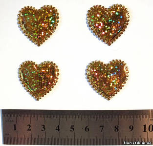 Серце з зубчиками золоте, 3 х 3 см. (5 шт.)