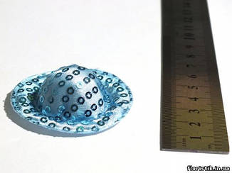 Декоративний капелюшок 5 см. блакитний із паєтками