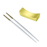 Комплект золотой подставки и палочек для суши золото с белой ручкой REMY-DECOR для дома.