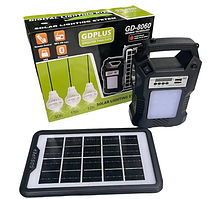 Автономна енергосистема на сонячних батареях GD-8060 зарядний пристрій + ліхтар + колонка