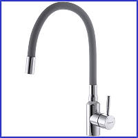 Змішувач для кухні З ГНУЧКИМ виливом сірого кольору CHAMPION SUS-011 REFL GREY Chrome (CH0294) нержавіюча сталь