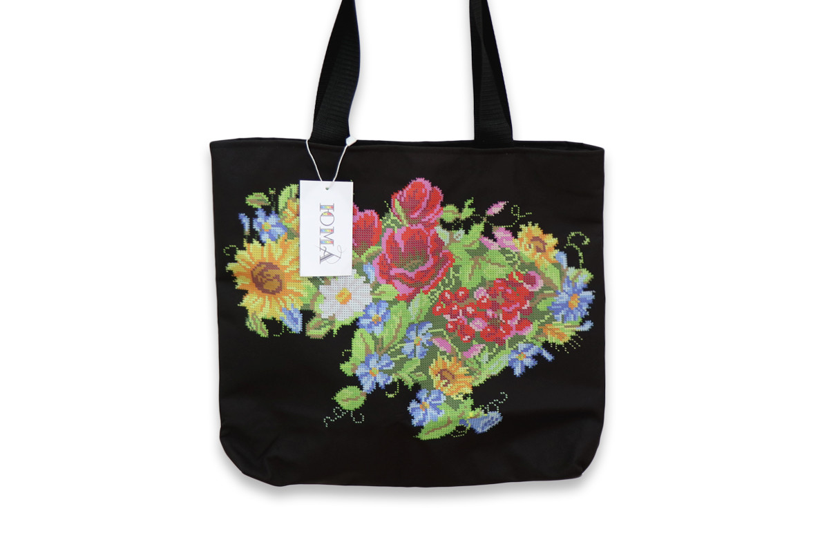 Сумка для вишивання бісером "Квітуча Україна", чорна, СК127Ч, 370*330*60мм, фото 1