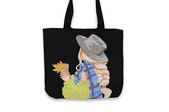 Сумка для вишивання бісером "Дівчина з шарфом", чорна, СК190Ч, 370*330*60мм