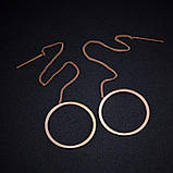 Круглі сережки-протяжки рожеве золото, фото 4