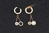 Двосторонні сережки Roman Time рожеве золото, фото 8