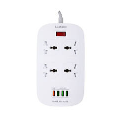 Мережевий фільтр-подовжувач Ldnio SC4407 на 4 розетки 4USB 2 м, White