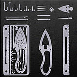 Мультитул кредитка виживальника Survival Multitool Card 17в1, фото 5