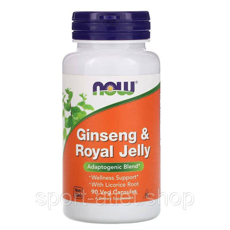 Натуральна добавка NOW Ginseng & Royal Jelly, 90 вегакапсул