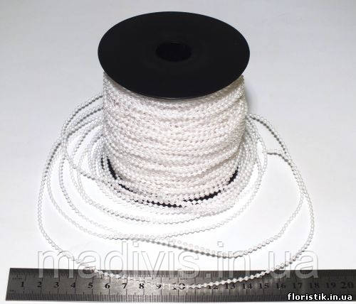 Намисто на нитці білий перламутр, 3 мм., фото 1