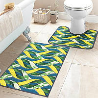 Набір килимків у ванну кімнату, комплект килимків для ванної та туалету MAC Carpet Taba 50х80 та 57х60 см 313-2 Зелений+Жовтий