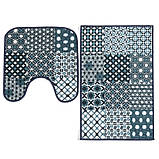 Набір Килимків для Ванної та Туалету на гумовій основі Taba 50х80 та 57х60 см 314-2 Бірюзовий, фото 2