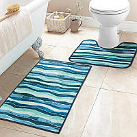 Набір килимків у ванну кімнату, комплект килимків для ванної та туалету MAC Carpet Taba 50х80 та 57х60 см 316-2 Бірюзовий