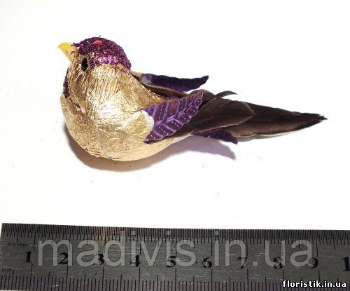 Пташки на прищіпці No14, золоті, 10 см., фото 1