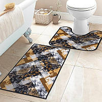 Набір килимків у ванну кімнату, комплект килимків для ванної та туалету MAC Carpet Taba 320-2 Сірий+Бежевий 57х90 та 57х60 см