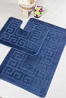 Набір килимків у ванну кімнату, комплект килимків для ванної та туалету Confetti Ethnic D.Blue 60х100 та 60х50 см Темно-синій