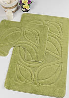 Набір килимків у ванну кімнату, комплект килимків для ванної та туалету Confetti Flora Green 60х100 та 60х50 см Зелений
