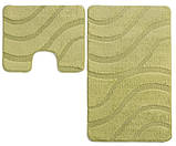 Набір килимків у ванну кімнату, комплект килимків для ванної та туалету Confetti Symphony Green 60х100 та 60х50 см Зелений, фото 4