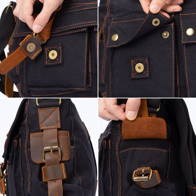 Фото сумка чоловіча Augur месенджер через плече тканинна чорна