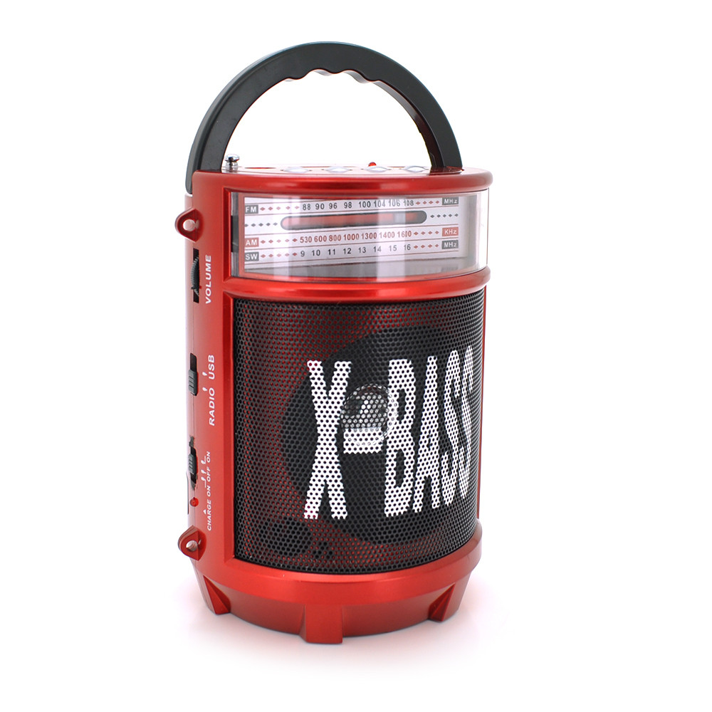Радіоприймач New Kanon KN-608URT, FM радіо, Входи microSD, USB, AUX, корпус пластмас, Black/Red, BOX