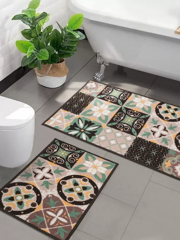 Набір килимків для ванної та туалету MAC Carpet Taba 321П-2 Коричневий+Рожевий 50х80 та 40х60 см
