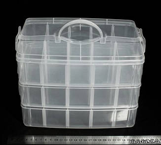 Бокс, органайзер для рукоділля прозорий (30 відділенні). Розміри: 25 х 17 х 19 см.