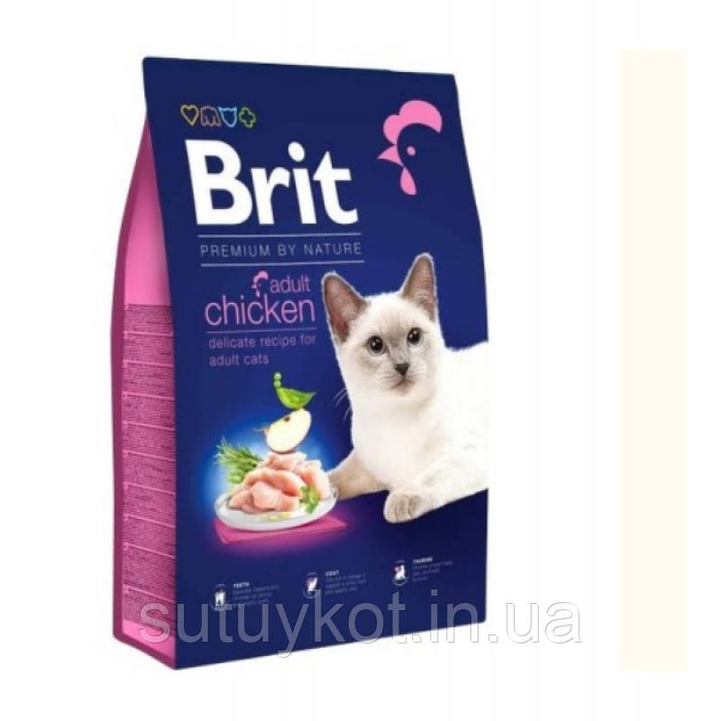 Brit premium by Nature Cat Adult Chicken Брит преміум корм для котів з куркою, 8 кг