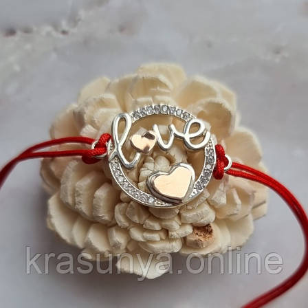 Браслет із червоної нитки "Love", фото 1