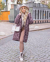 Зимова подовжена куртка - пальто для жінок Шоколад