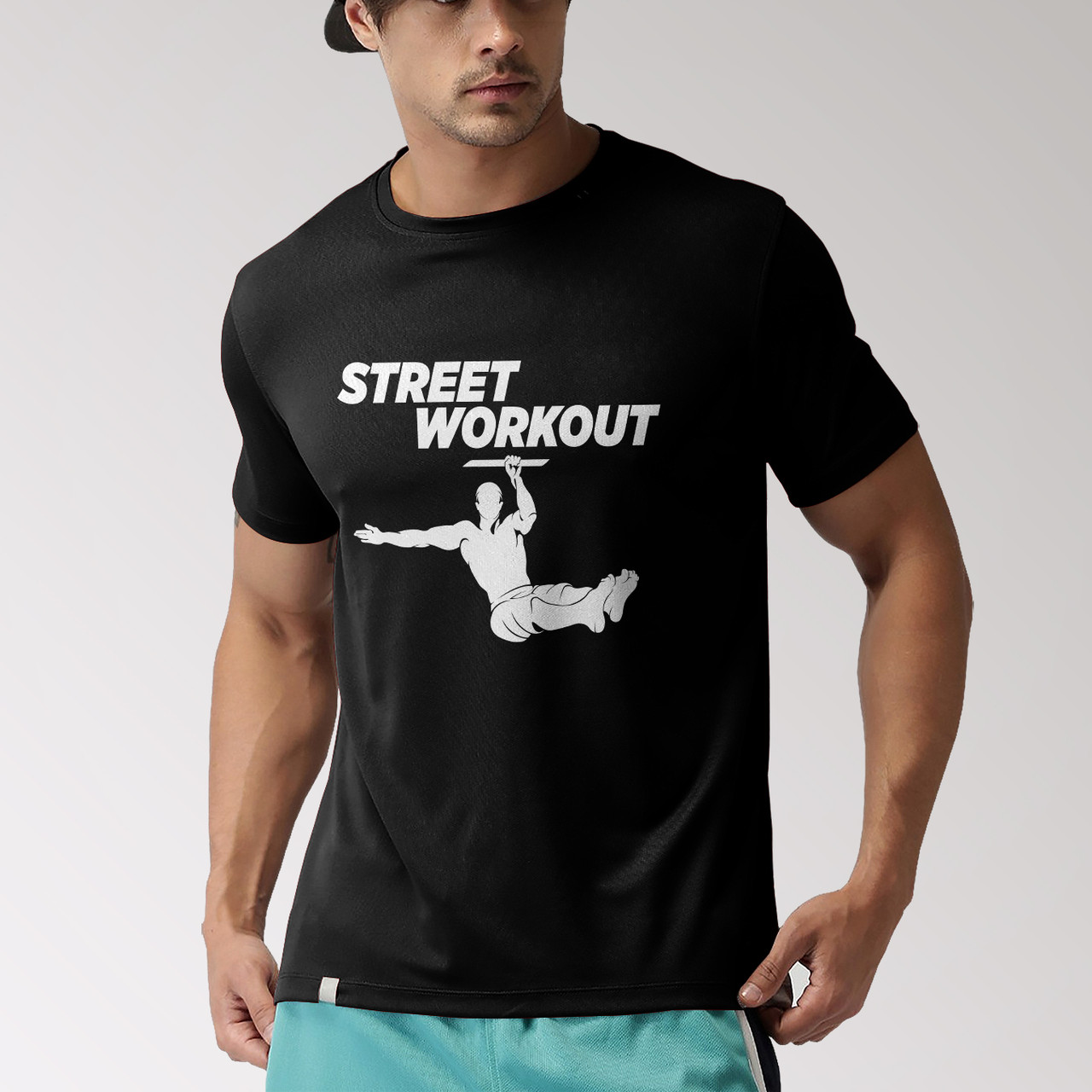 Футболка Workout уголок на одній руці (чорна s-xL)