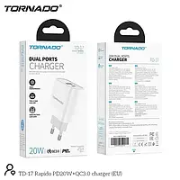 Сетевой адаптер блок питания Tornado TD-17 1USB+Type-c PD20W+QC3.0 White