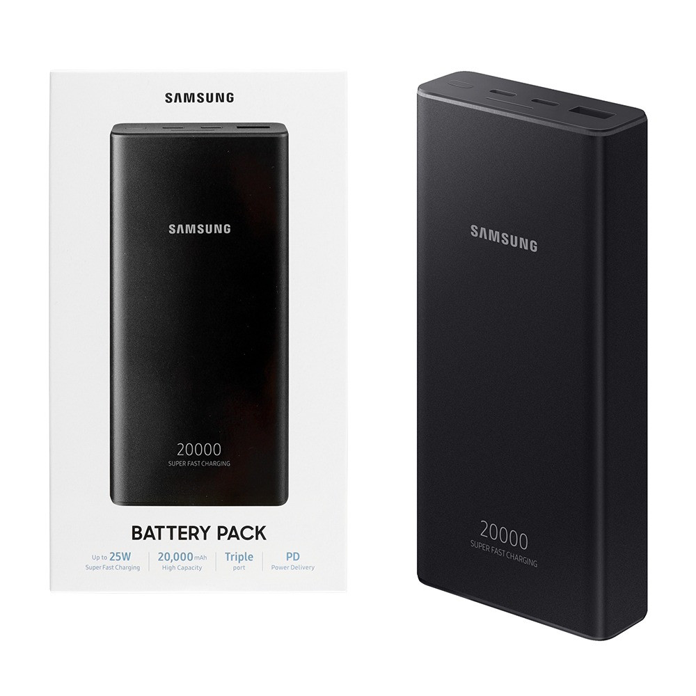 Samsung 25W 20000 mAH USB-A 2xType-C EB-P5300XJEGEU Grey в металлическом корпусе Li-Pol Черный Металл