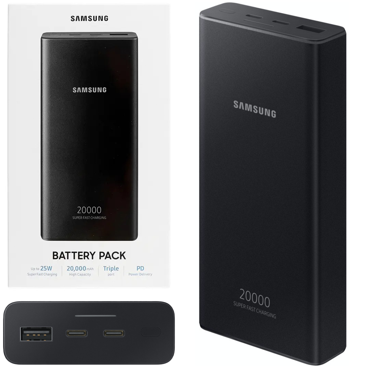 Samsung 25W 20000 mAH USB-A Li-Pol Черный Металл Универсальная батарея