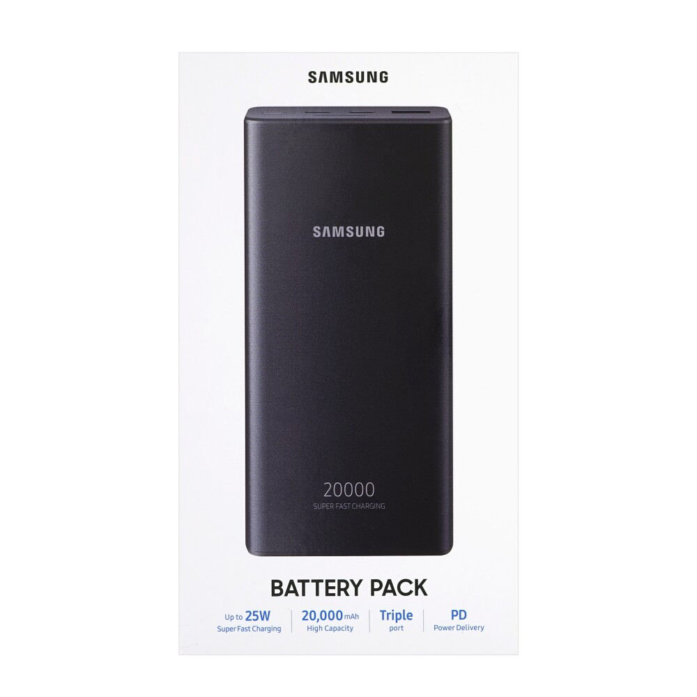 Samsung 25W 20000 mAH USB-A 2xType-C EB-P5300XJEGEU Grey в металлическом корпусе Li-Pol Черный Металл Универсальная батарея