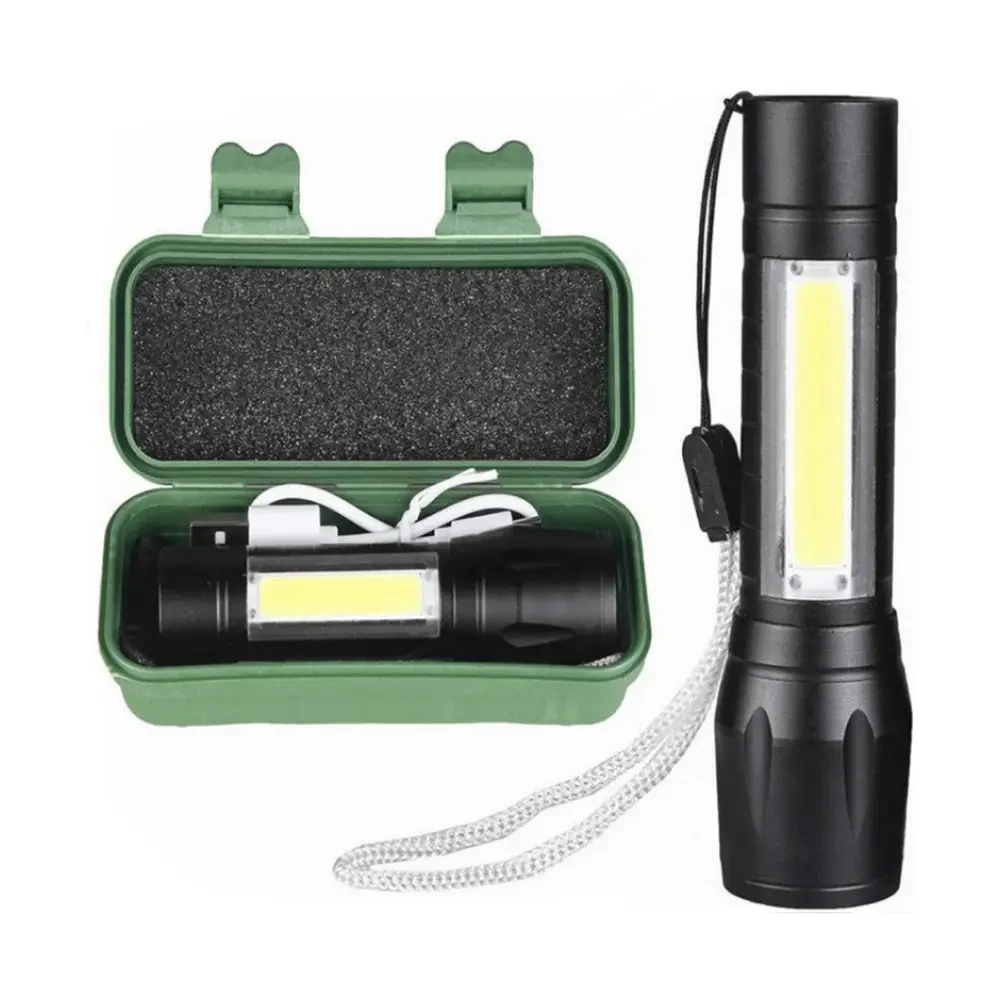 Ручний ліхтарик з акумулятором Police BL 511 COB usb micro charge з бічною підсвіткою, фанонарик із кейсом