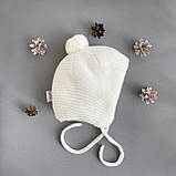 Зимова в'язана шапочка для новонароджених 0-3 мес (38-40) (40-44), фото 2