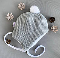 Зимняя вязаная шапочка для новорожденных Kid's Fantasy Зимняя Сказка Серая 0-3 мес (38-40)