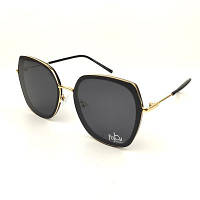 Женские солнцезащитные очки FlyBy «Geometric» в черно-золотой оправе с темно-серой линзой